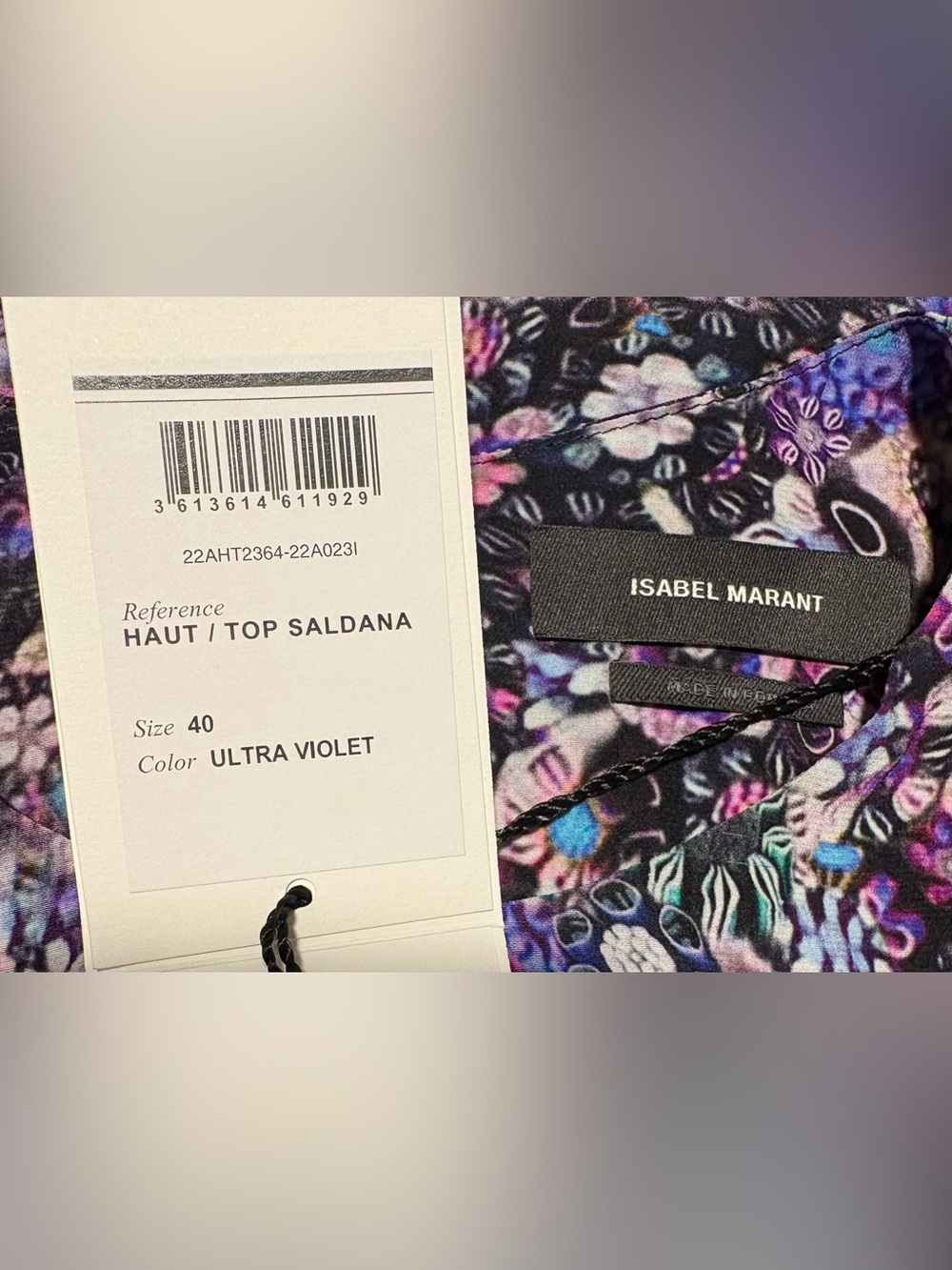 Isabel Marant Saldana Silk Top Ultra Violet Women's FR40 NWT Cutout - Picture 5 of 10